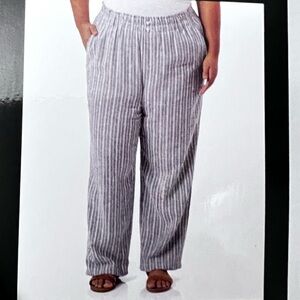 Briggs Gray Striped Wide Leg Pants XL